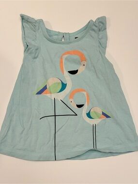 Tea Collection Light Blue Flamingo Flutter-Sleeve Tank